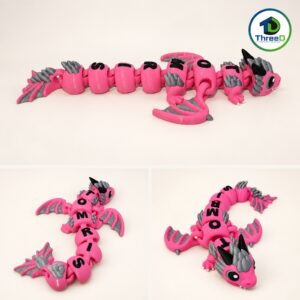 Kişiselleştirilebilir Flexi Pembe Ejderha ürününün üç farklı açıdan logolu kolajı