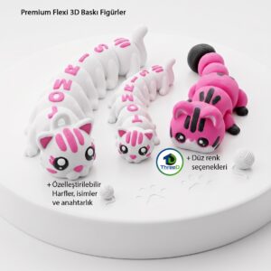 Kişiselleştirilebilir eklemli Flexi kedi 3D baskı figürü