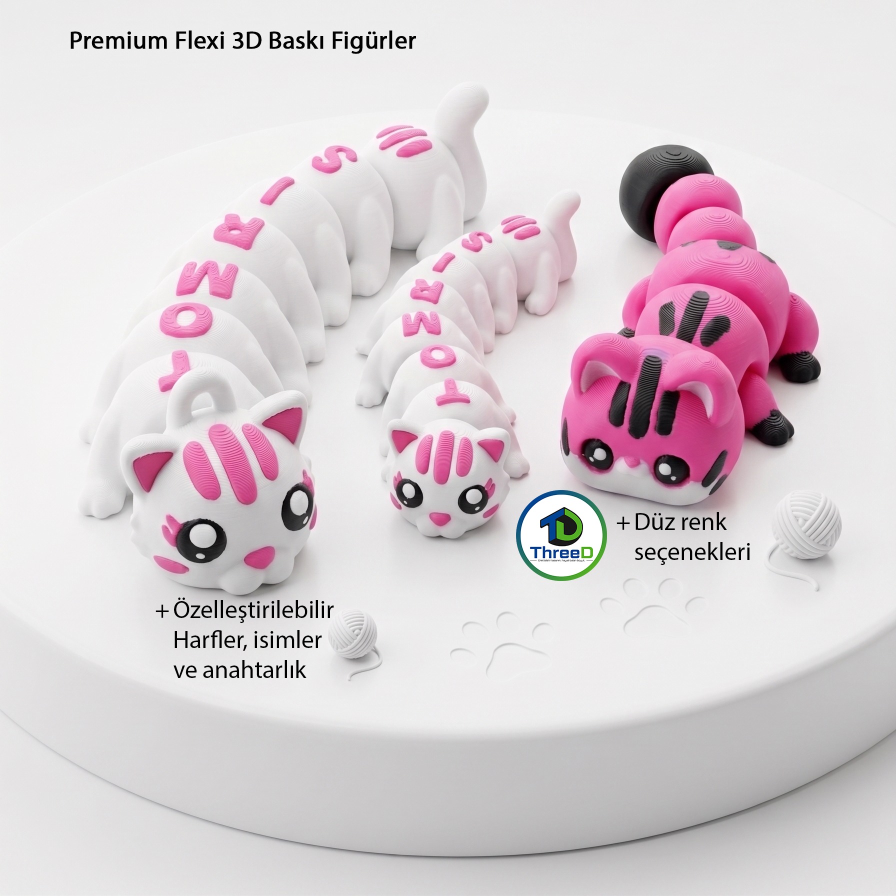 Kişiselleştirilebilir Flexi Kedi Kişiselleştirilebilir eklemli Flexi kedi 3D baskı figürü
